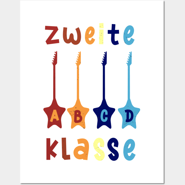 2. Klasse ABCD Rockgitarre Schulbeginn T shirt Wall Art by chilla09